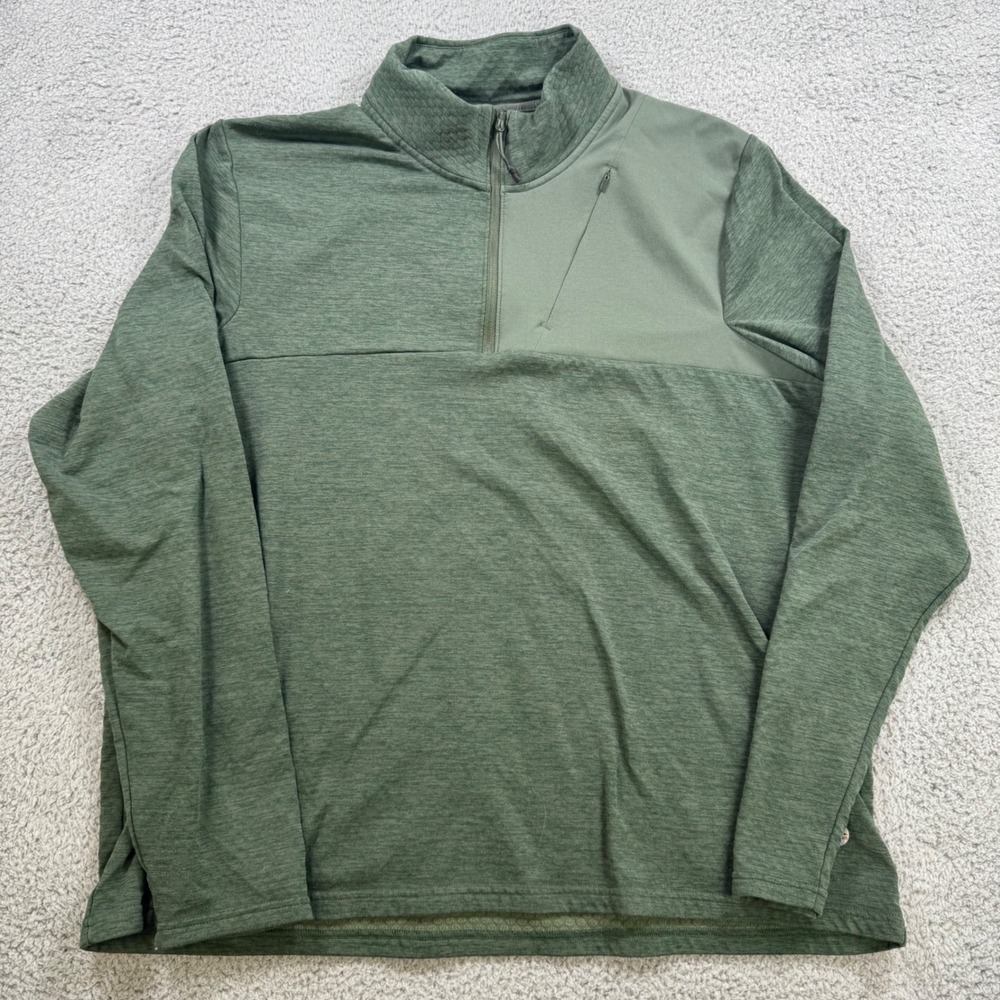 LLBean Mens XL 1/4 Zip Pullover‎ Sweatshirt Green Polyester Spandex Blend